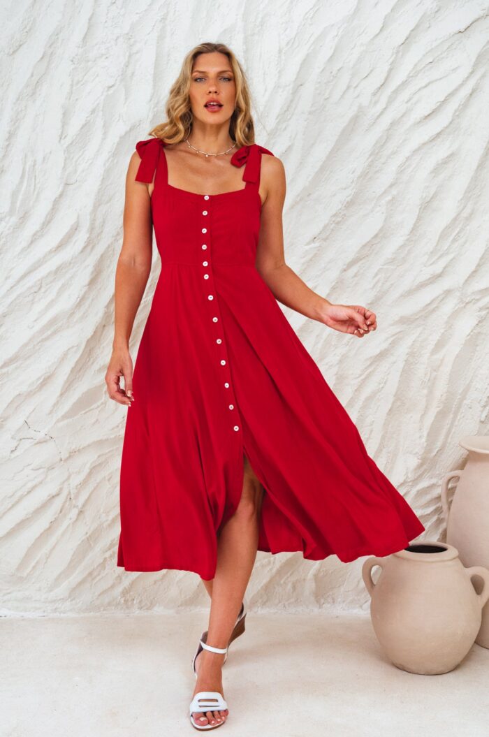 Mia Vita Button Down Dress With Ties - Image 9