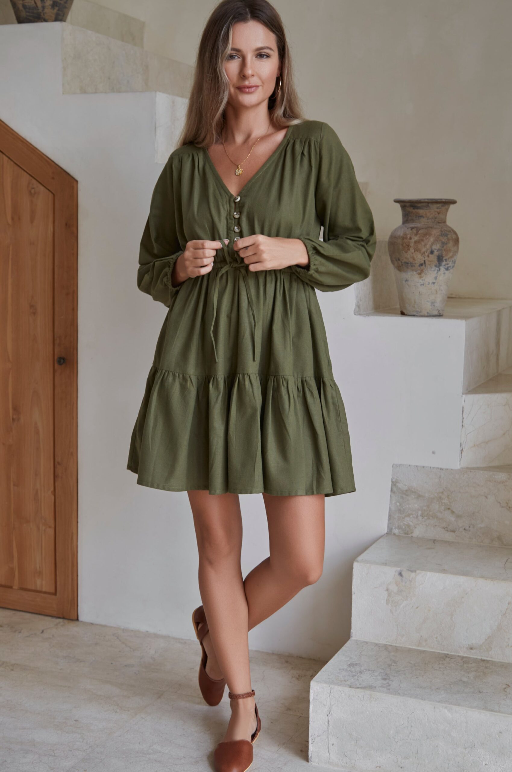 Positano Linen Mini Dress - Image 7