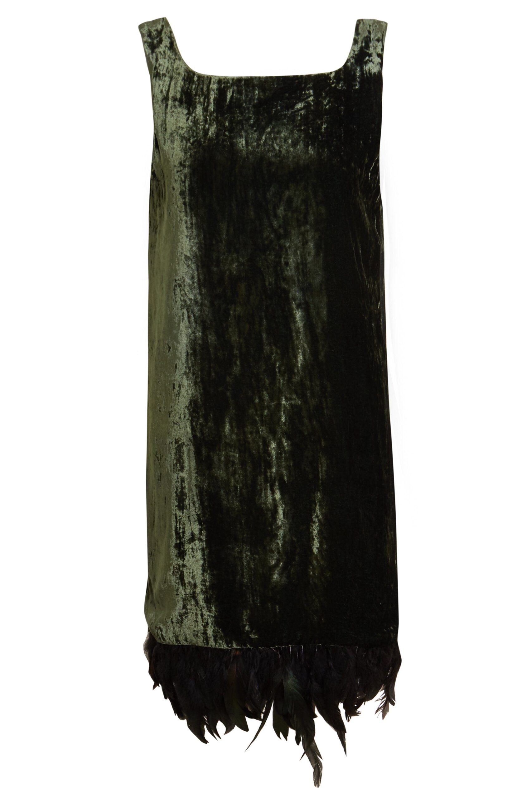 Silk Velvet Feather Trim Dress
