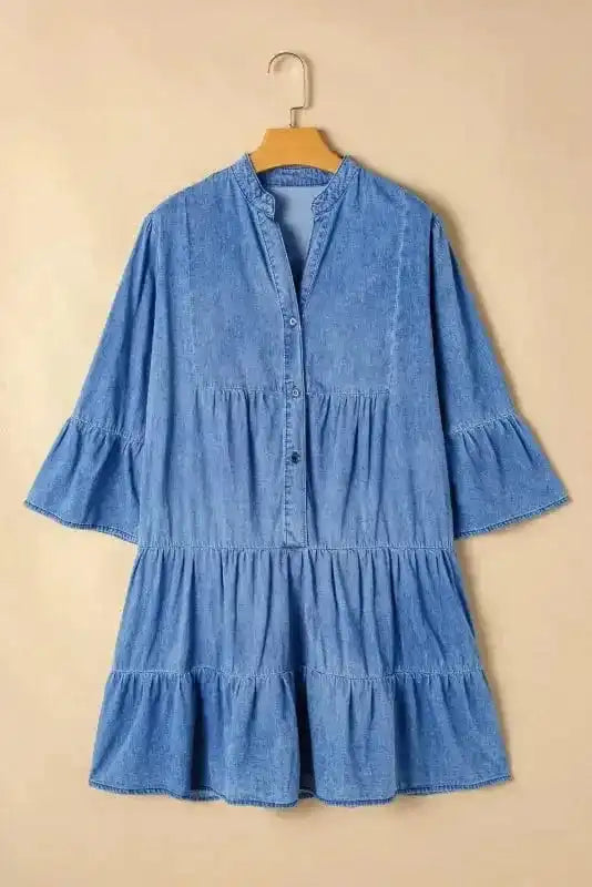 Denim Dainty Tiered Dress - Image 5