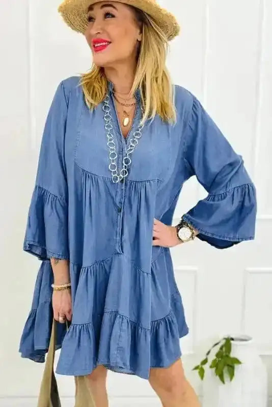 Denim Dainty Tiered Dress - Image 3