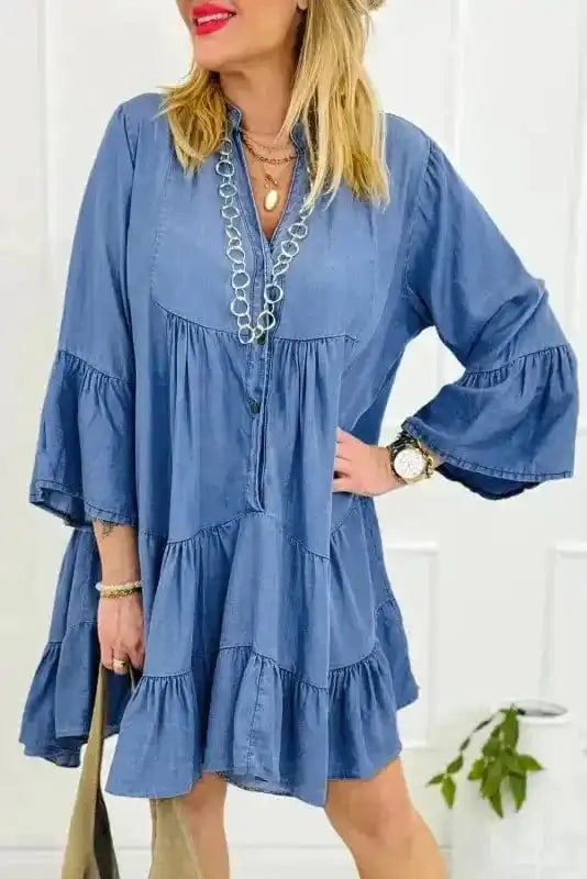 Denim Dainty Tiered Dress - Image 6