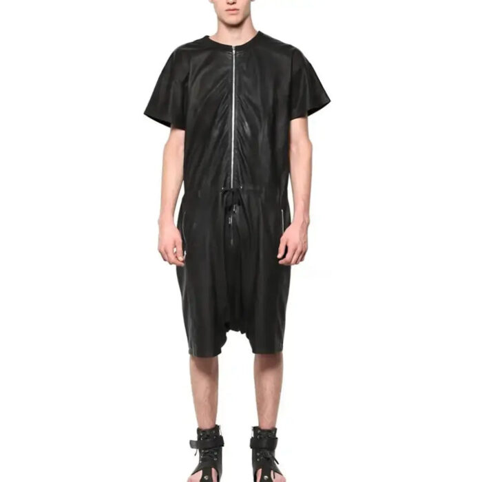 Men’s Leather Zippered Jumpsuit