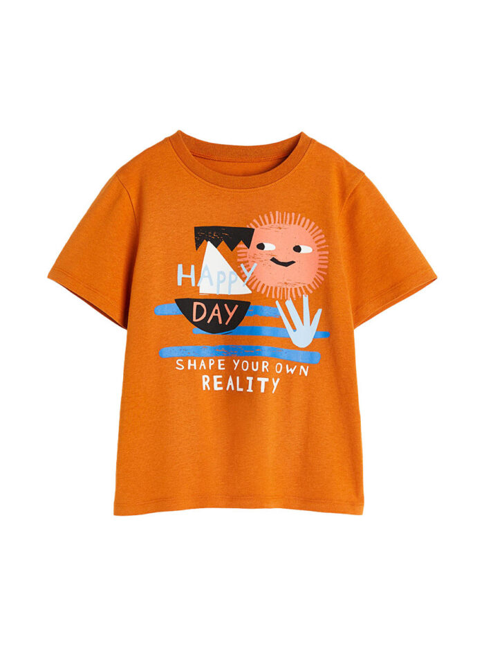 Round Neck Happy Day Cartoon Boys’ T-Shirt In European And American Style For Summer