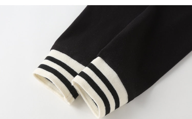 Girls Letters Printing Patchwork Design Hoodie Striped Pants Sets - Image 3