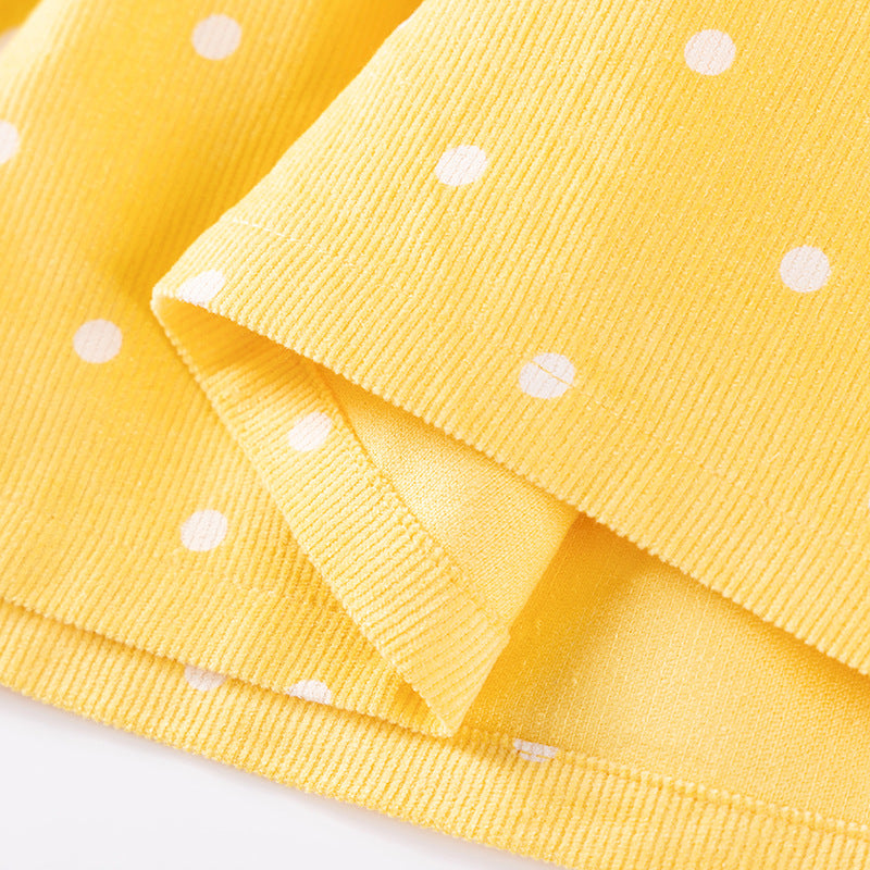 Autumn and Spring Arrival Princess Dots Pattern Long Sleeves Corduroy Dress for Stylish Girls - Image 2
