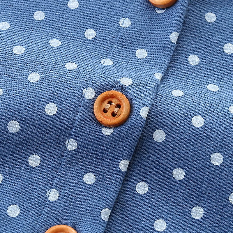 Summer Pure Cotton Dots and Animals Pattern Short Sleeves Dress for Stylish Girls - Image 3