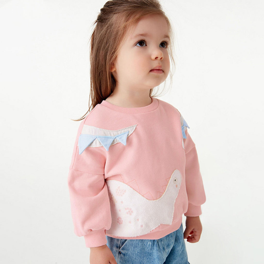 Baby Girl Cartoon Patched Pattern Solid Color Cute Hoodie - Image 5