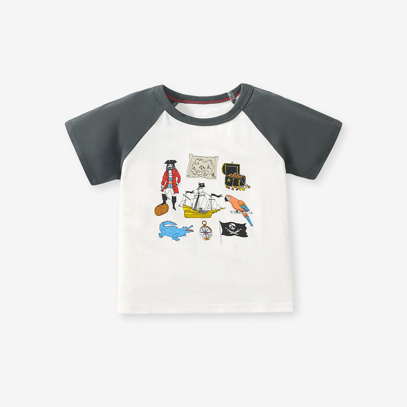 Unisex Kids’ Cartoon Print T-Shirt In European And American Style For Summer - Image 7