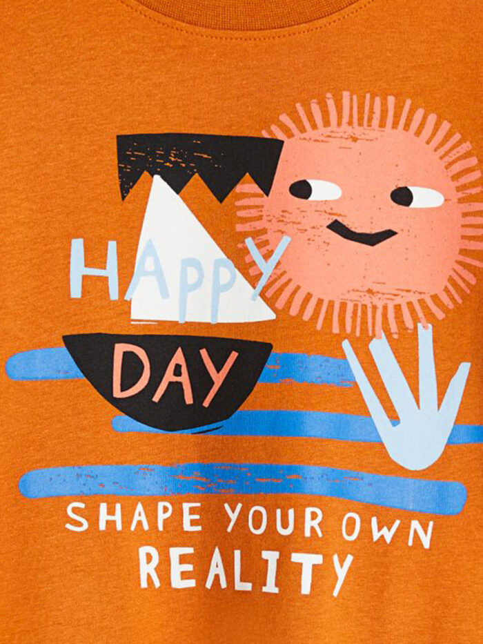 Round Neck Happy Day Cartoon Boys’ T-Shirt In European And American Style For Summer - Image 4