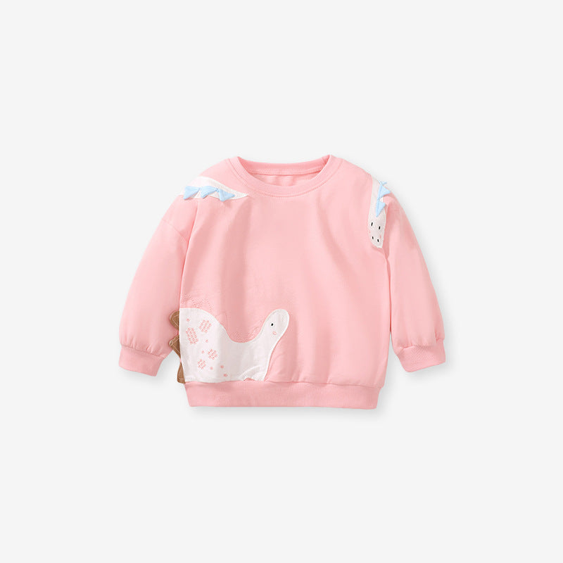 Baby Girl Cartoon Patched Pattern Solid Color Cute Hoodie - Image 9